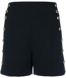 Button-Detailed High Rise Shorts, Black