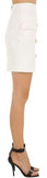Button-Embellished Mini Skirt, White