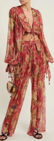 Melody Floral Tie-Front Top and Pant Set
