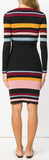 Multi Colored V-Neck Striped Knit Sweater-Dress