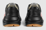 Rhyton Print Leather Sneakers, Black