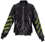 Sequin Embellished Bomber Jacket in Black - DESIGNER INSPIRED FASHIONS