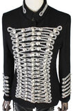 Chain Embellished Jacket in Black with Silver - DESIGNER INSPIRED FASHIONS