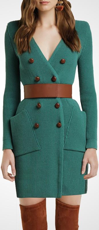 Ribbed Cardigan-Sweater Dress