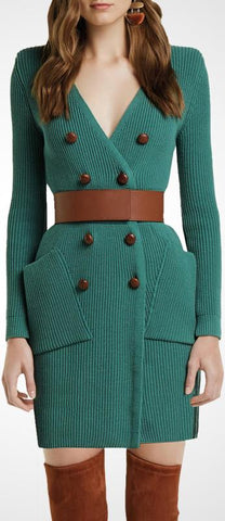 Ribbed Cardigan-Sweater Dress