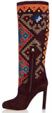 'Vicky' Suede & Velvet Knee Boots - DESIGNER INSPIRED FASHIONS