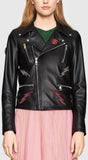 Genuine Leather Jacket with Appliques - DESIGNER INSPIRED FASHIONS