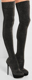 'More Is More' Metallic Jersey Over-the-Knee Jersey Sock Boots - DESIGNER INSPIRED FASHIONS