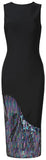 Black Sequin-Paneled Stretch Dress