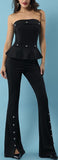 Embellished Peplum Strapless Top & Pant Set