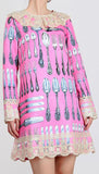 Utensil Print Lace-Trim Shift Dress