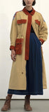 Corduroy-Patch Plaid-Back Trench Coat