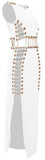 Button and Chain-Embellished Maxi Dress, White