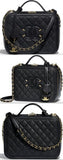 Grained Calfskin & Gold-Tone Metal Handbag