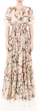 Lilly Printed Lace Trim Gown