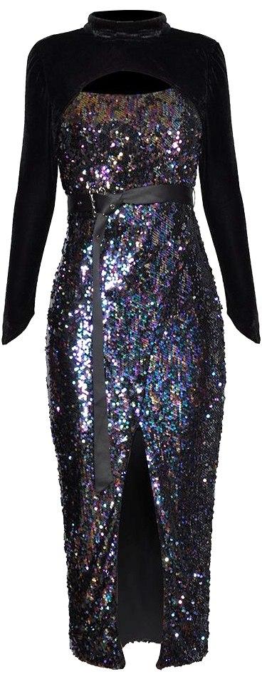 Sequin-Embellished Cut-Out Dress