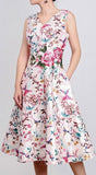 Floral Printed Fit & Flare Dress with Embroidery