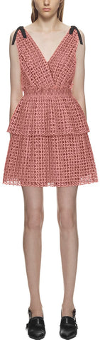 Pink Organza Cutwork Mini Dress