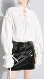 Ruffle Lace-up Shirt, White