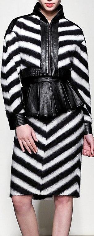 Chevron Crop Jacket and Peplum Skirt Set