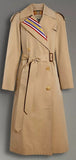 Striped Ribbon Cotton Gabardine Trench Coat