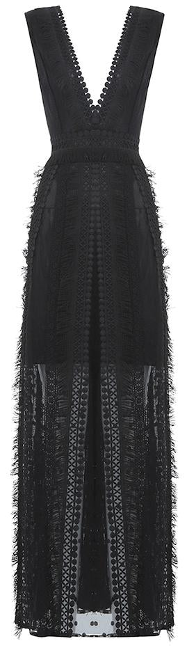Deep V-Neck Lace Gown | DESIGNER INSPIRED FASHIONS