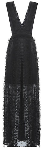 Deep V-Neck Lace Gown | DESIGNER INSPIRED FASHIONS