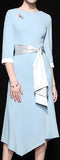 Embroidered Dress with Sash Belt