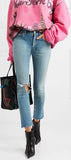 Distressed Mid-Rise Skinny Jeans
