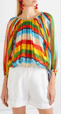 Oversized Striped Silk-Chiffon Top