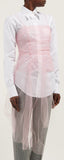 Gathered Tulle Bustier Poplin Shirt | DESIGNER INSPIRED FASHIONS