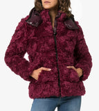 Teddy Puffer Jacket - Burgundy