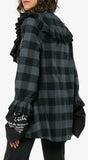 Tartan Chain Embellished Ruffle Shirt