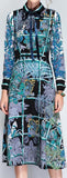 Printed Midi Dress with Neck-Tie