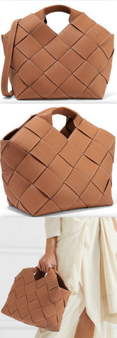 Woven Textured-Leather Tote