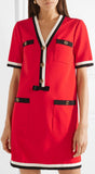 Grosgrain-Trimmed Mini Dress, Red