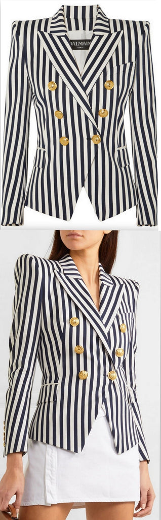 Double-Breasted Striped Blazer | DESIGNER INSPIRED FASHIONS