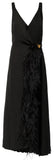 Fluid Twill Dress with Feathers