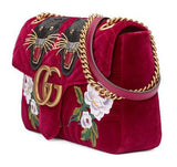 110th Anniversary GG Marmont Small Panther Velvet Shoulder Bag
