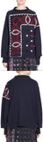 Navy Bandana Embroidered Sweater