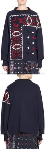 Navy Bandana Embroidered Sweater
