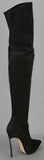 Over-The-Knee Suede Pearly Blade-Heel Boots - DESIGNER INSPIRED FASHIONS