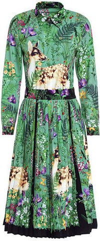 Floral Print Shirt and Pleated Skirt