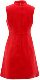 Rose-Button-Embellished Mini Dress in Red