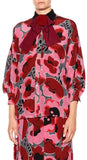 Poppy-Print Blouse and Pleated Skirt Set