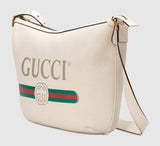 Print Half-Moon Hobo Bag, White
