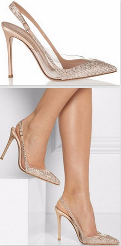 Embellished Sling-Back Pumps in Nude or Red - DESIGNER INSPIRED FASHIONS