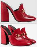 Princetown Leather High-Heel Mule in Red - DESIGNER INSPIRED FASHIONS