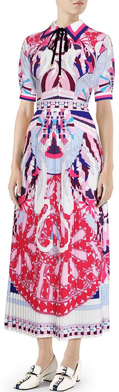 Printed Pleated Shirt-Dress
