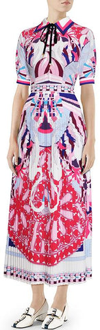 Printed Pleated Shirt-Dress